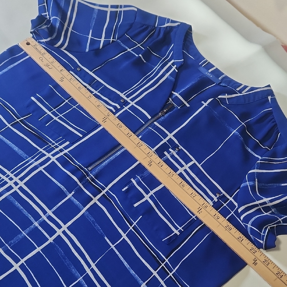 Apt. 9 Women's Blue and White Plaid Blouse - Picture 11 of 16
